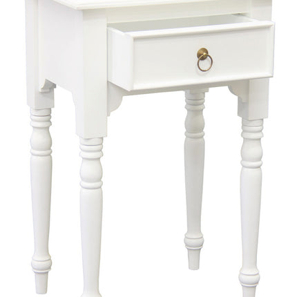 Milly Turn Leg 1 Drawer Side Table (White)