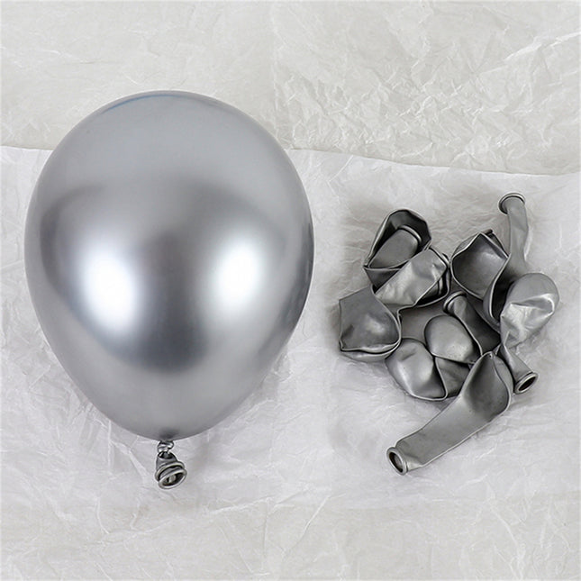 50PCS 5'' Latex Balloon Set Metallic Silver Birthday Wedding Party Decoration