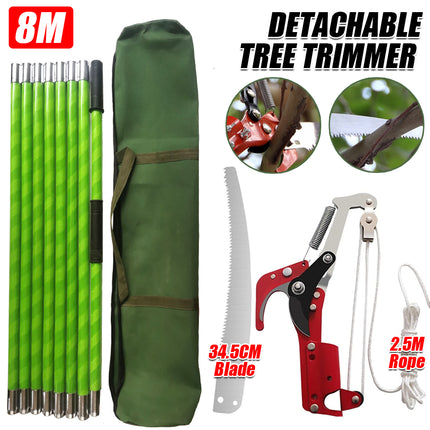 8M Detachable Pole Pruning Saw Tree Trimmer Saw Shearing Portable Storage Bag