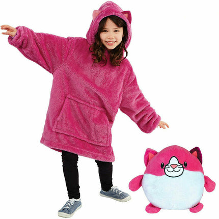 Kids Comfy Blanket Hoodie Ultra Plush Giant Sweatshirt Huggle Fleece Warm Hooded