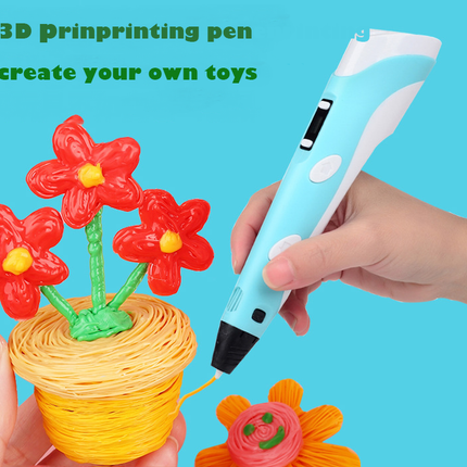 USB 3D Printing Pen Drawing Pen Printer +LCD Screen +3 Free Filaments Kid Gift Blue