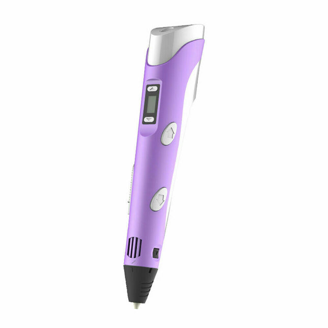 USB 3D Printing Pen Drawing Pen Printer +LCD Screen +3 Free Filaments Kid Gift Purple
