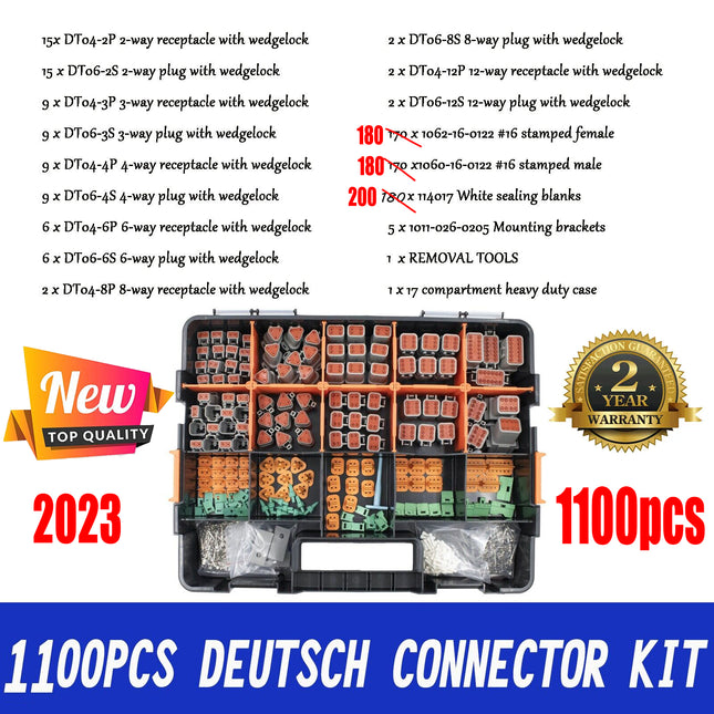 AU 1000 PCS Deutsch DT Connector Kit 14-16AWG Stamped Contacts 1100PCS UPGRADE
