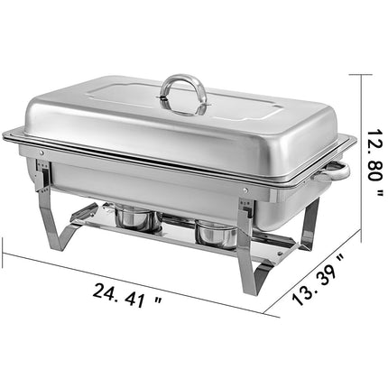 9L Chafing Dish Set Buffet Pan Bain Marie Bow Stainless Steel Food Warmer