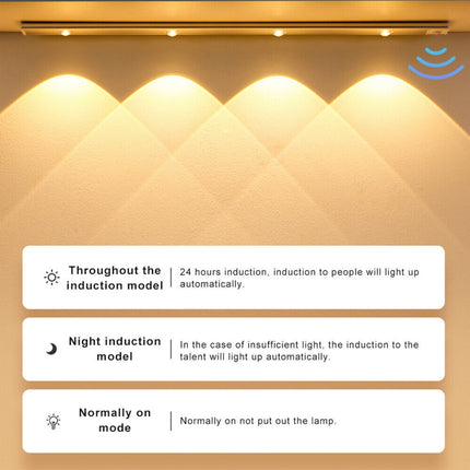 60cm Wireless LED Closet Lights Motion Sensor PIR Induction Lamp Cabinet Lighting USB