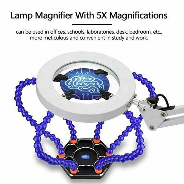 5X Magnifying Lamp Desk Table Glass Salon Tattoo Magnifier Light Clamp Light USB