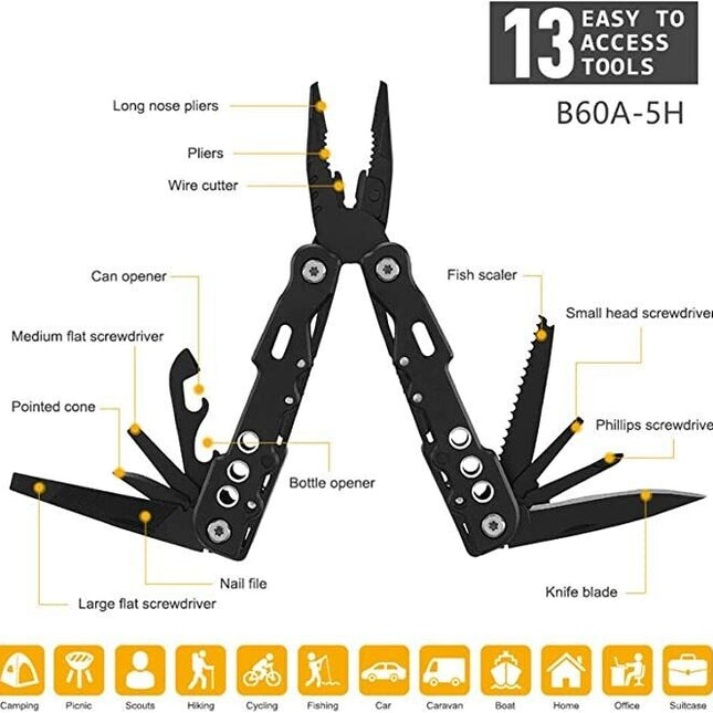 Multi Tool Mini Camping Survival Folding Screwdriver 13 in one Pliers Pocket AU