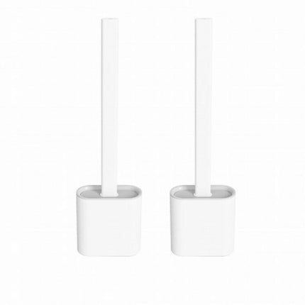 2PCS Bathroom Silicone Bristles Toilet Brush with Holder Creative Cleaning Brush