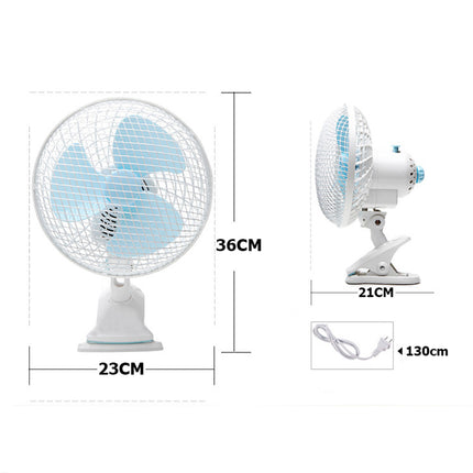 Clip Fan 180mm 2 Speed Power Saver Oscillating Grow Tent Hydroponics/ Desk Fan