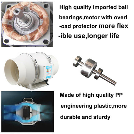 6'' Extractor Fan Duct Hydroponic Inline Exhaust Vent Industrial