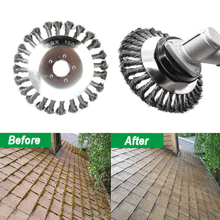 8" Weed Brush Steel Wire Trimmer Wheel Garden Lawn Mower Grass Cutter Head Tool