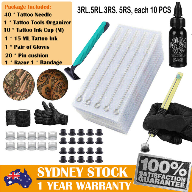 Hand Poke Stick Tattoo Kit - Clean Safe Stick & Poke Tattoo Needles 40PCS AUS