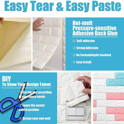70CMx3M 3D Wall Paper Brick Stickers Foam Brick Stickers Self Adhesive Wallpaper