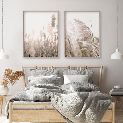 50cmx70cm Pampas Grass 2 Sets Wood Frame Canvas Wall Art