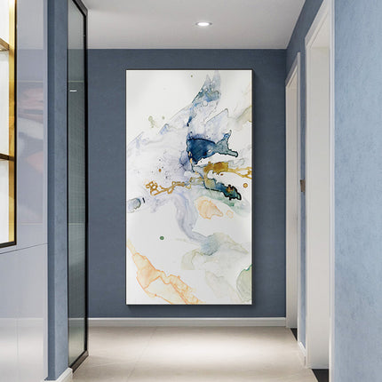 40cmx80cm Abstract Watercolour Style Black Frame Canvas Wall Art