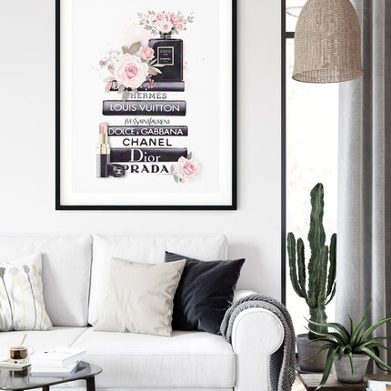 60cmx90cm Fashion Book Black Frame Canvas Wall Art