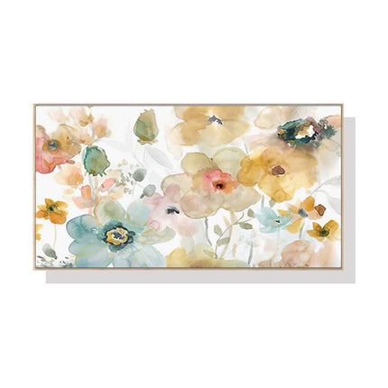 40cmx80cm Floral Watercolor Style Wood Frame Canvas Wall Art