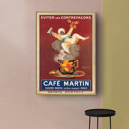 70cmx100cm Cafe Martin Gold Frame Canvas Wall Art