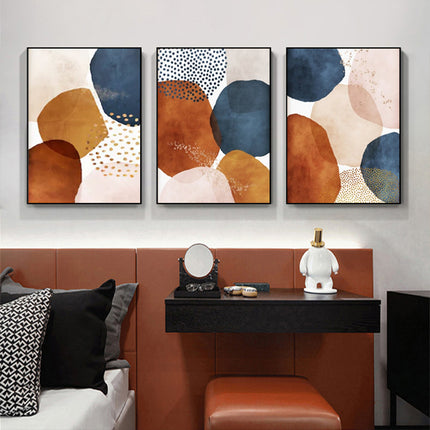 40cmx60cm Navy Pink Beige 3 Sets Black Frame Canvas Wall Art