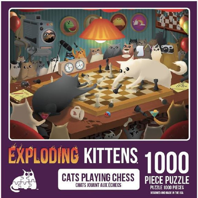 Cats Playing Chess 1000 Piece Puzzle