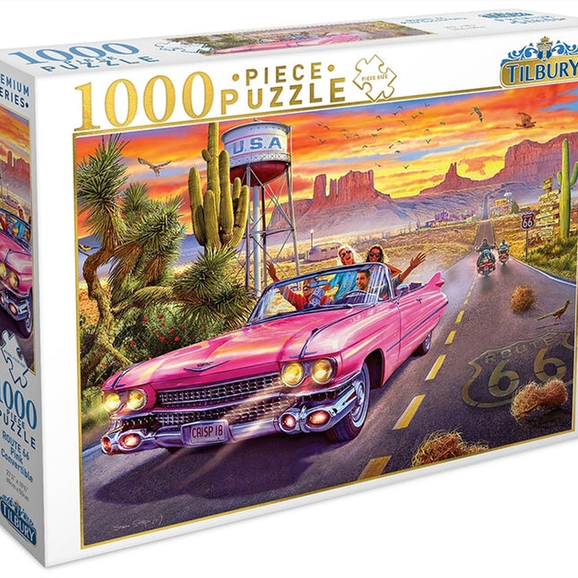 Route 66 Pink Convertible 1000 Piece Puzzle