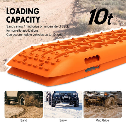 X-BULL Recovery Tracks Gen 2.0 10T Sand Mud Snow 2 Pairs Offroad 4WD 4x4 2PC 91CM Orange