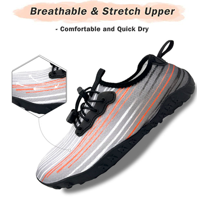 Water Shoes for Men and Women Soft Breathable Slip-on Aqua Shoes Aqua Socks for Swim Beach Pool Surf Yoga (Grey Size US 12)