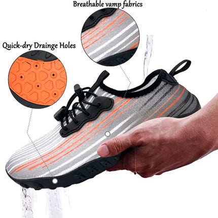Water Shoes for Men and Women Soft Breathable Slip-on Aqua Shoes Aqua Socks for Swim Beach Pool Surf Yoga (Grey Size US 12)