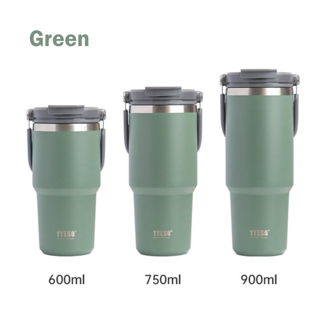 750ML Green Stainless Steel Travel Mug with Leak-proof 2-in-1 Straw and Sip Lid, Vacuum Insulated Coffee Mug for Car, Office, Perfect Gifts, Keeps Liquids Hot or Cold