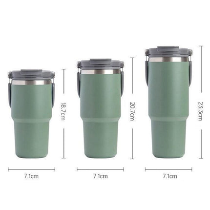 900ML Black Stainless Steel Travel Mug with Leak-proof 2-in-1 Straw and Sip Lid, Vacuum Insulated Coffee Mug for Car, Office, Perfect Gifts, Keeps Liquids Hot or Cold