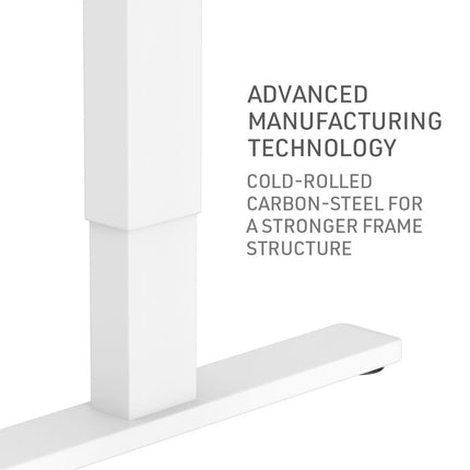 Fortia Sit To Stand Up Standing Desk, 140x60cm, 72-118cm Electric Height Adjustable, 70kg Load, White/White Frame