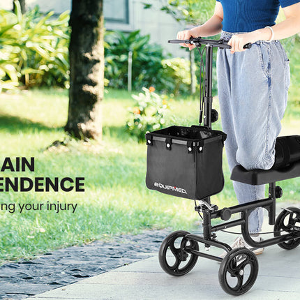 EQUIPMED Knee Scooter Walker Folding Mobility Alternative to Crutches Wheelchair