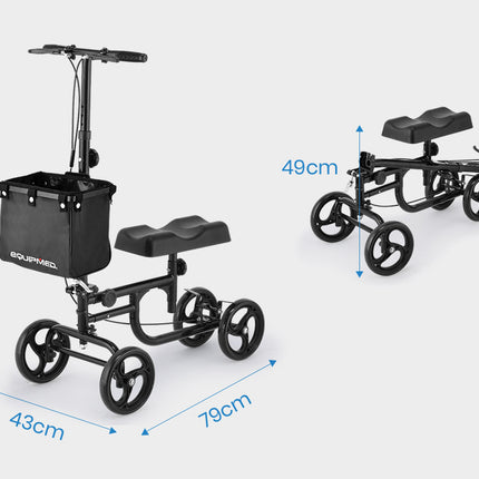 EQUIPMED Knee Scooter Walker Folding Mobility Alternative to Crutches Wheelchair