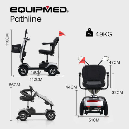 EQUIPMED Mobility Scooter Electric Motorized Ride On E-Scooter for Elderly Older Adult Handicap Aid