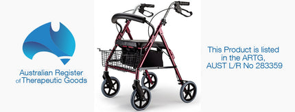 EQUIPMED Rollator Walker Walking Frame Wheels Mobility Elderly 4 Seat Seniors