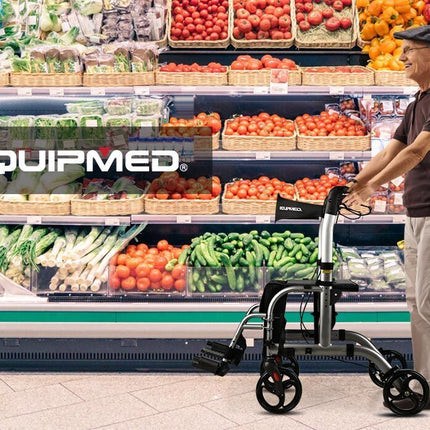 EQUIPMED Rollator Transit Wheelchair Walking Frame Walker Aid Seniors Elderly