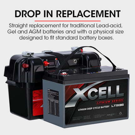 X-CELL 130Ah 12v Lithium Battery LiFePO4 Iron Phosphate  Deep Cycle Camping 4WD