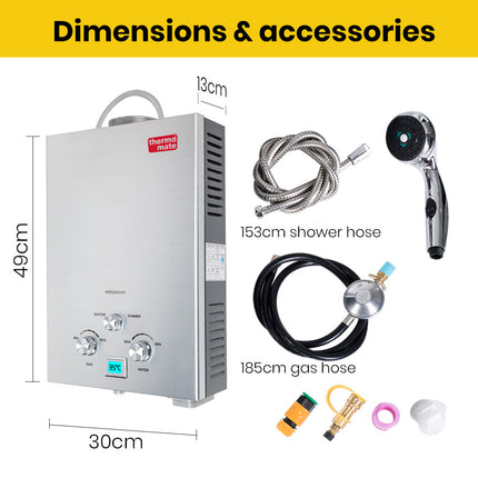 Thermomate Outdoor Water Heater Gas Camping Portable Tankless Hot Shower