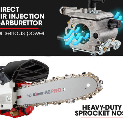 Baumr-AG 25CC Petrol Chainsaw Arborist 10 Bar Tree Pruning Garden Chain Saw