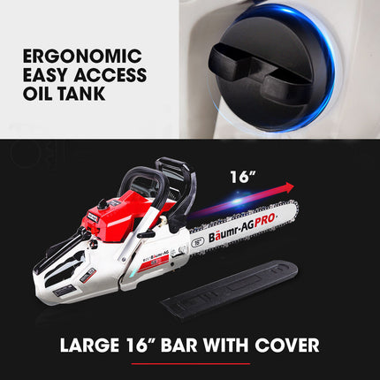 Baumr-AG 38CC Petrol Commercial Chainsaw 16 Bar E-Start 3.2 HP Chain Saw