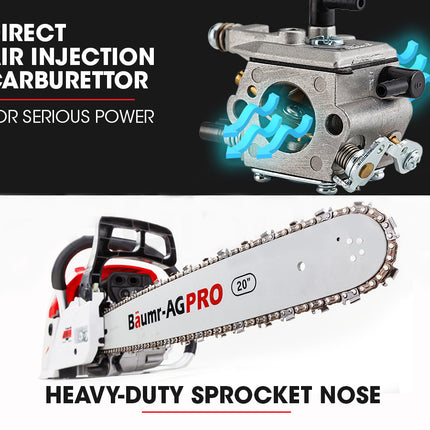 Baumr-AG 52CC Petrol Commercial Chainsaw 20 Bar E-Start Chain Saw