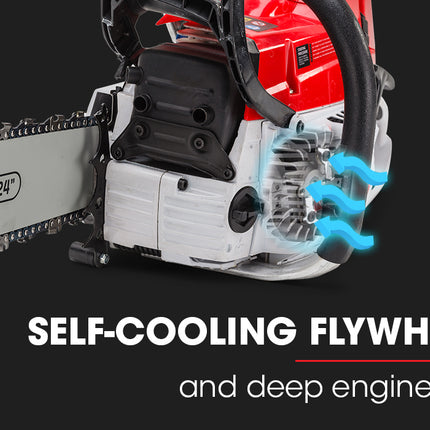 BAUMR-AG Commercial Petrol Chainsaw E-Start 24" Bar Chain Saw Top Handle Tree Pruning