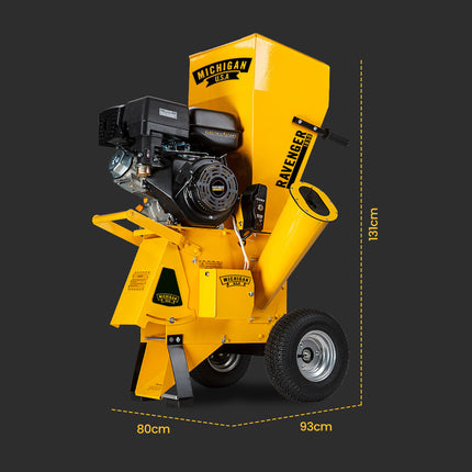 MICHIGAN 18HP Petrol Wood Chipper Commercial 420cc Shredder Mulcher Garden Tree Grinder