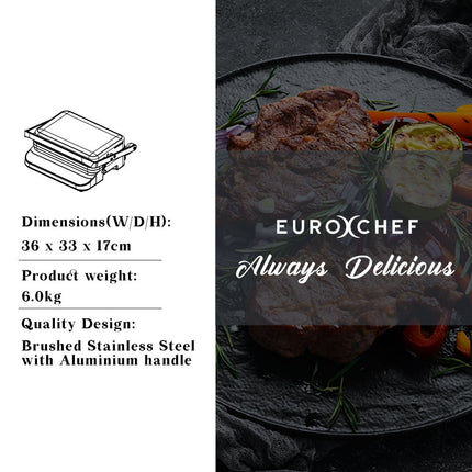 EUROCHEF Smart Multi Contact Grill Sandwich Press Panini Waffle Maker Griddle Stainless Steel