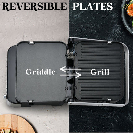 EUROCHEF Smart Multi Contact Grill Sandwich Press Panini Waffle Maker Griddle Stainless Steel