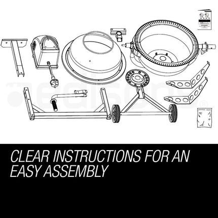 Baumr-AG 220L Portable Cement Concrete Mixer Electric Construction Sand Gravel Mortar