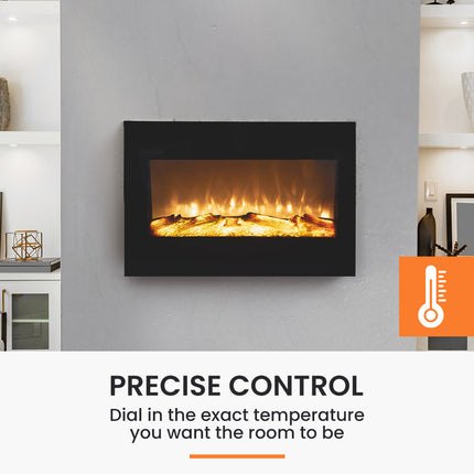 CARSON 80cm Wall Mounted Electric Fireplace Heater with Flame Effect Options