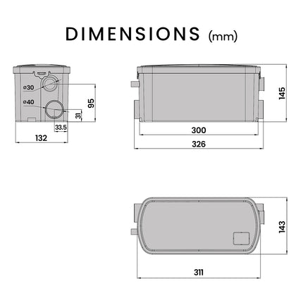 PROTEGE 2 Inlet Grey Water Pump for Bathroom Fixtures Shower Basin Bath