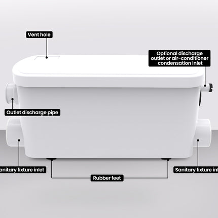 PROTEGE 2 Inlet Grey Water Pump for Bathroom Fixtures Shower Basin Bath