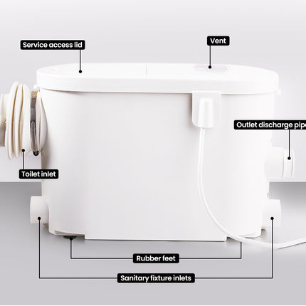 PROTEGE Macerator Pump Concealed for Wall Hung Toilet 3 Inlet Upflush Domestic